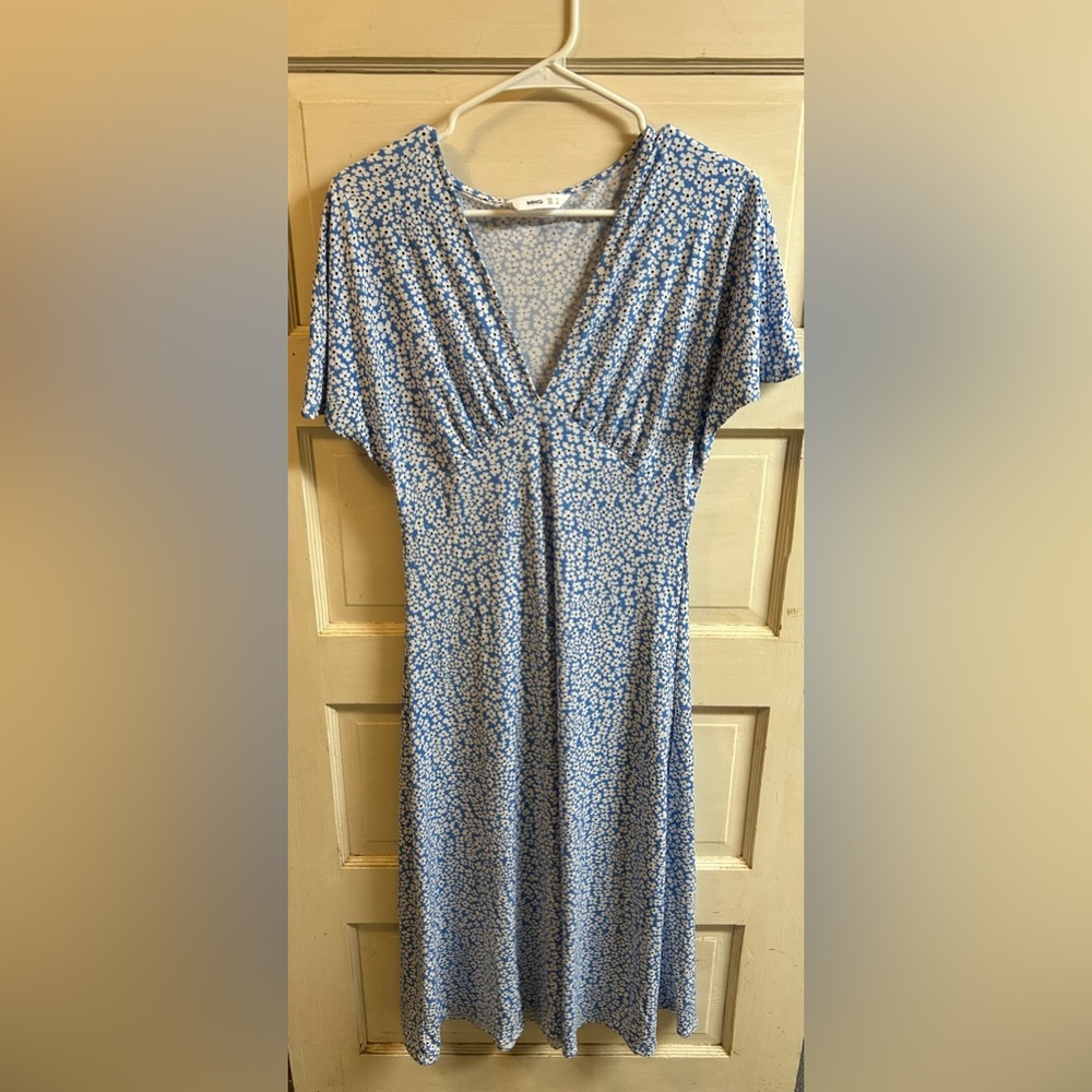 Gorgeous blue and white floral midi dress from MANGO - worn once as shower guest